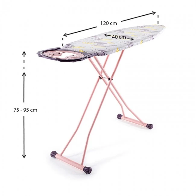 Valentina Perilla metallic ironing board in pink color 120x40x95cm.