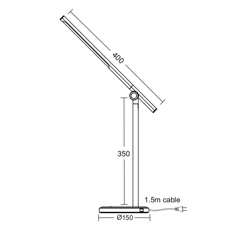 Touch LED desk lamp with USB charger metallic color silver 40x15x35cm.