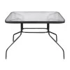 Metal garden table with tempered glass in black color 100x65x70cm