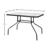Metal garden table with tempered glass in black color 100x65x70cm