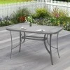Metallic garden table with safety glass in anthracite color 120x70x72cm.