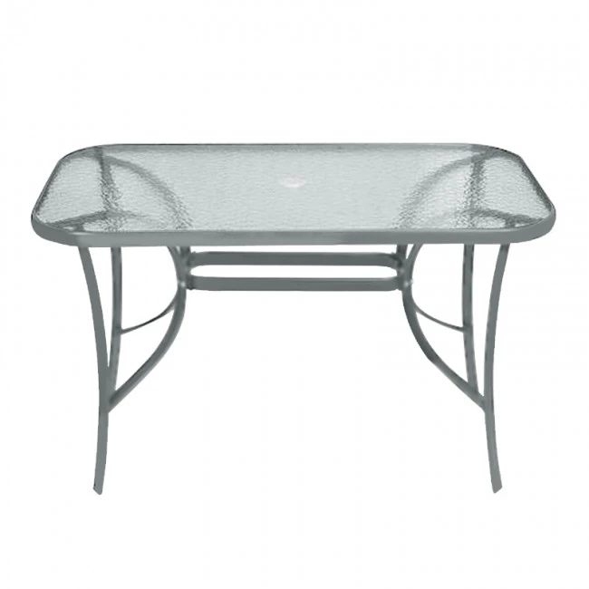 Metallic garden table with safety glass in anthracite color 120x70x72cm.