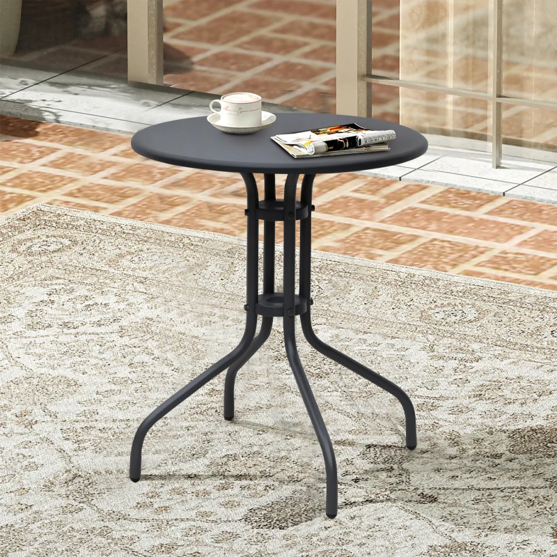 Metal garden table in black color Ø60x70cm.