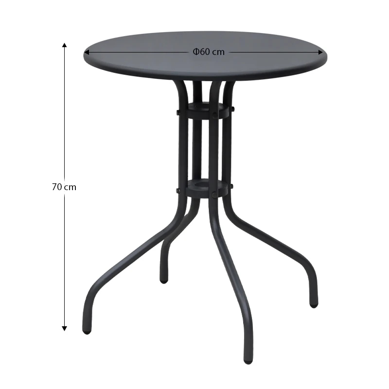 Metal garden table in black color Ø60x70cm.