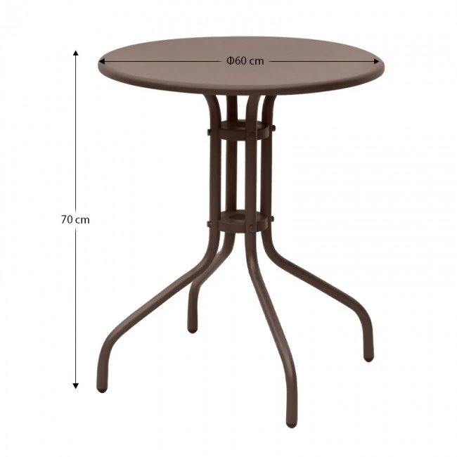 Metal garden table in brown color Ø60x70cm.