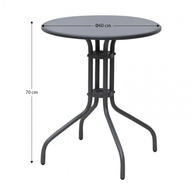Metal garden table in grey color Ø60x70cm.