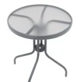 Metal garden table in antracite color with tempered glass Ø60x72cm
