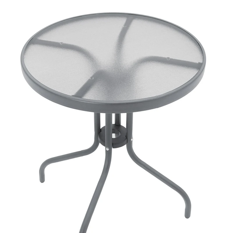 Metal garden table in antracite color with tempered glass Ø60x72cm