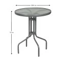 Metal garden table in antracite color with tempered glass Ø60x72cm
