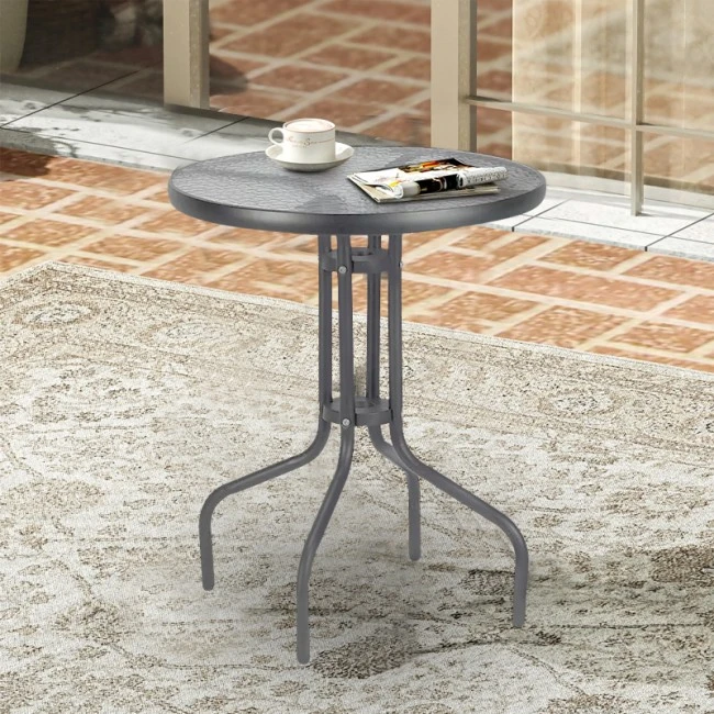 Metal garden table in anthracite with safety glass Ø70x72cm