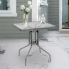 Metal garden table in anthracite color with tempered glass 70x70x72cm