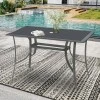Aluminium table with tampered glass in anthracite color 147x87x71cm.