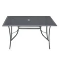 Aluminium table with tampered glass in anthracite color 147x87x71cm.