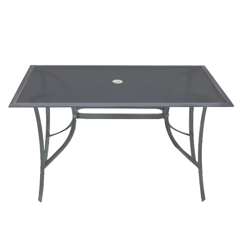 Aluminium table with tampered glass in anthracite color 147x87x71cm.