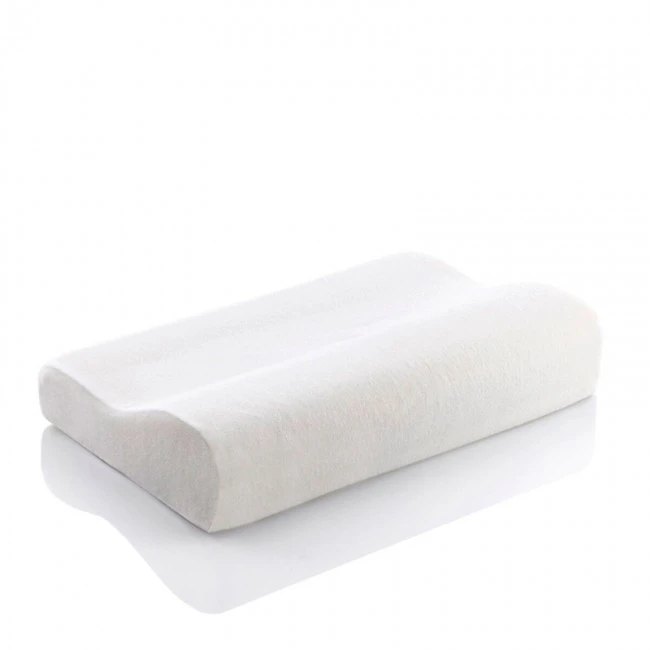 Viscoelastic memory foam pillow with ergonomic design 48x29x9cm.