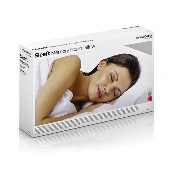 Viscoelastic memory foam pillow with ergonomic design 48x29x9cm.