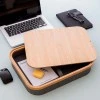 Larage laptop stand with storage space made of MDF - fabric 40.5x33x6.5cm.
