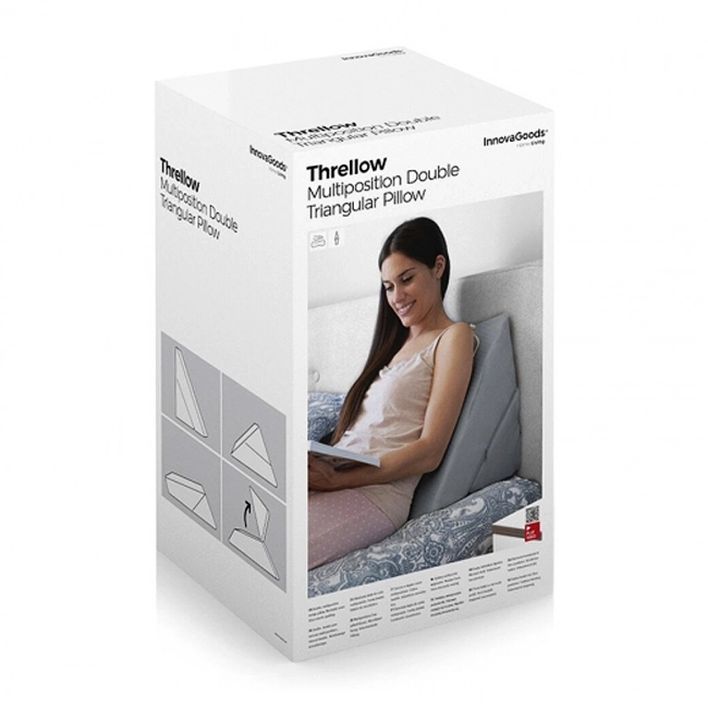 Μαξιλάρι τριγωνικό Innovagoods V0103408 Threllow διπλής σφήνας και πολλαπλών θέσεων χρώμα γκρι 60x40x24εκ.