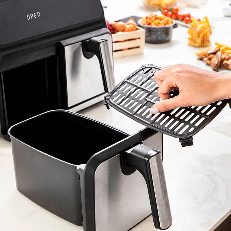 Φριτέζα αέρος - AirFryer Fryinn Double Innovagoods V0103721 με διπλό αποσπώμενο κάδο 8lt χρώμα μαύρο - ασημί 3400W