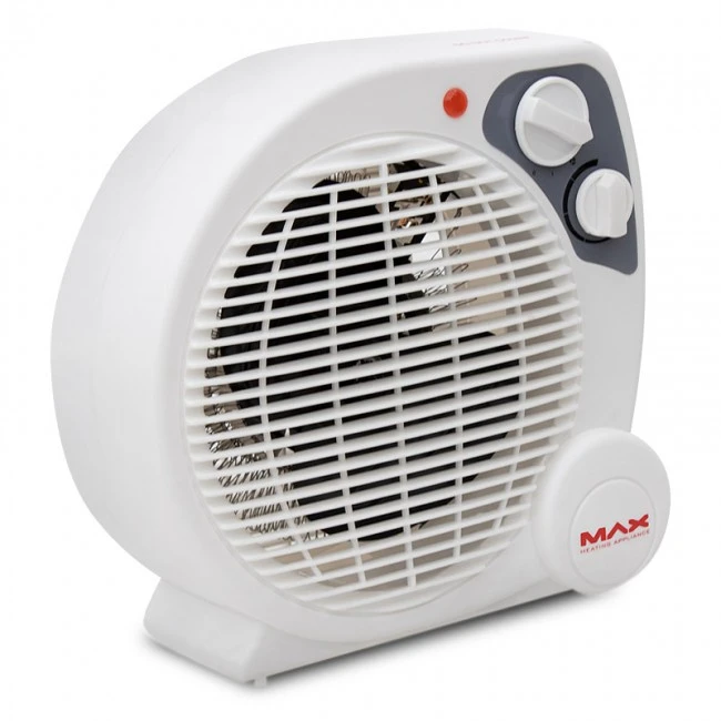 2000W fan heater with two heating stages 23x10x22cm.