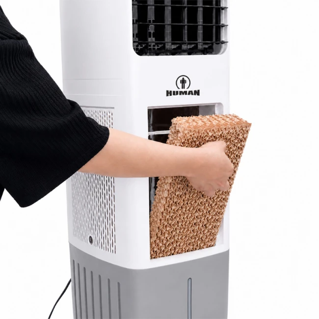 Air Cooler HU-2008 Human 13L 45W με τηλεχειριστήριο χρώμα λευκό - γκρι 30x28x97εκ.