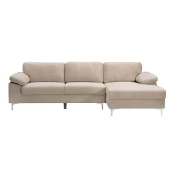 ALEX Corner Sofa Fabric Beige Velure (Left Sitting Chaise)