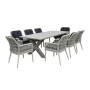 ALLEY Set Τραπεζαρία Κήπου ALU & Rope Grey-Μαξιλ.Ανθρακί: Τραπέζι 220x94 + 8 Πολυθρόνες