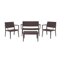Σαλόνι κήπου Amalfi σετ 4 τμχ πολυπροπυλένιο - UV προστασία χρώμα σκούρο καφέ Σαλόνι κήπου Amalfi σετ 4 τμχ πολυπροπυλένιο - UV προστασία χρώμα σκούρο καφέ