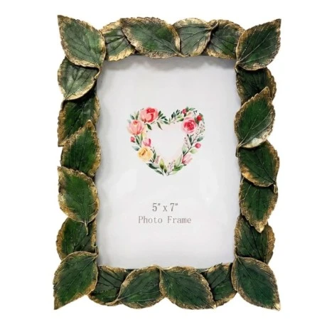 RESIN EMBOSSED GREEN LEAF PHOTO FRAME 13X18CM