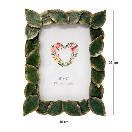 RESIN EMBOSSED GREEN LEAF PHOTO FRAME 13X18CM