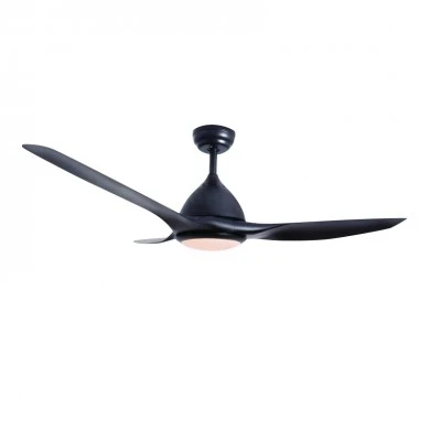 Ceiling fan FANKVBL10G with remote control and Dimmable Led - DC40W - ABS black color 3 blades 130cm.