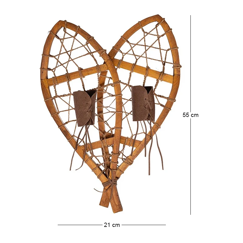 ANTIQUE WOODEN SNOWSHOES 21.5X5X55CM.