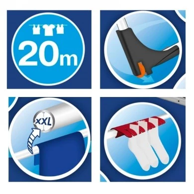 Vileda MAX INOX metal clothesline, drying length 20m.