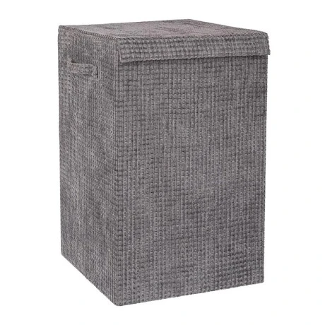 GREY FABRIC LAUNTRY BASKET WITH LID 35X35X55CM