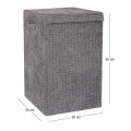 GREY FABRIC LAUNTRY BASKET WITH LID 35X35X55CM