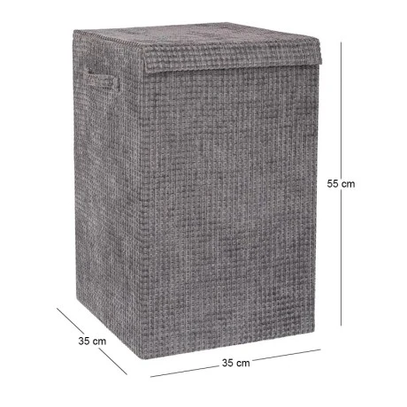 GREY FABRIC LAUNTRY BASKET WITH LID 35X35X55CM