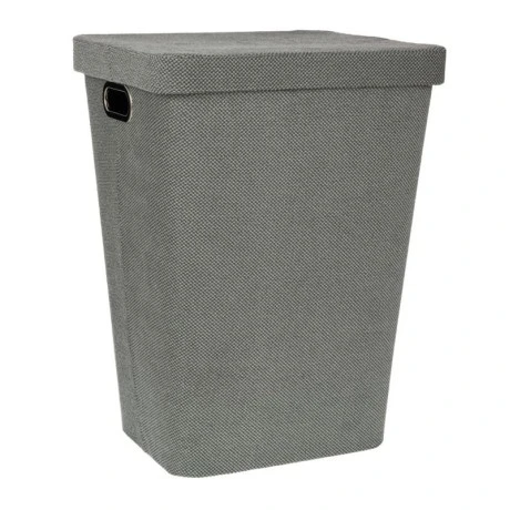 GREY FABRIC LAUNTRY BASKET WITH LID 44X34X57CM