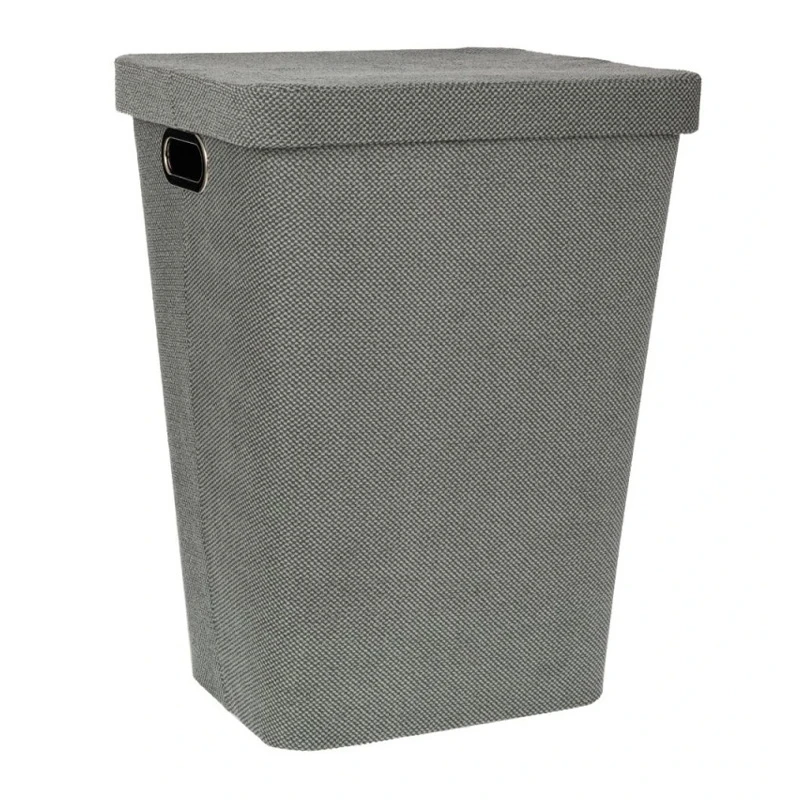 GREY FABRIC LAUNTRY BASKET WITH LID 44X34X57CM