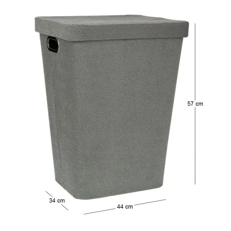 GREY FABRIC LAUNTRY BASKET WITH LID 44X34X57CM