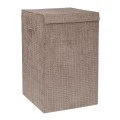 CREAM FABRIC LAUNTRY BASKET WITH LID 35X35X55CM
