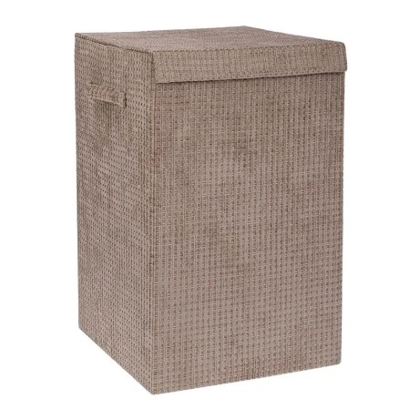 CREAM FABRIC LAUNTRY BASKET WITH LID 35X35X55CM