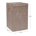 CREAM FABRIC LAUNTRY BASKET WITH LID 35X35X55CM