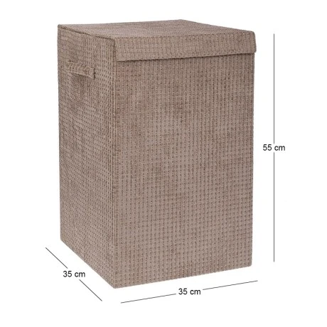 CREAM FABRIC LAUNTRY BASKET WITH LID 35X35X55CM