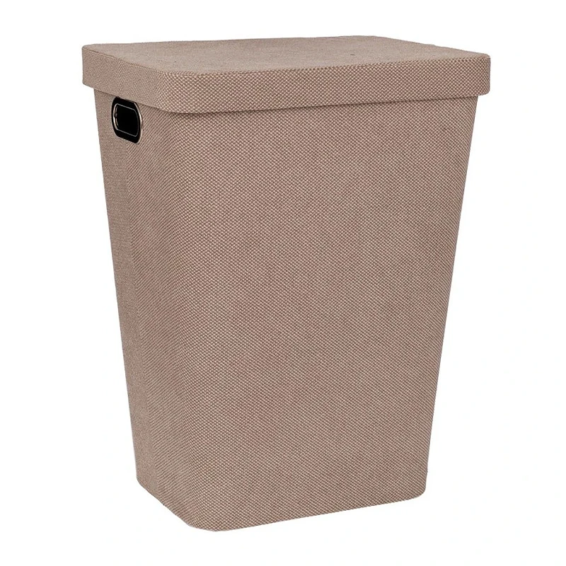 CREAM FABRIC LAUNTRY BASKET WITH LID 44X34X57CM