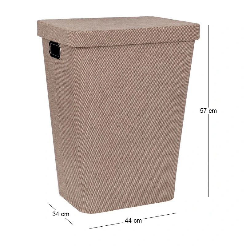 CREAM FABRIC LAUNTRY BASKET WITH LID 44X34X57CM