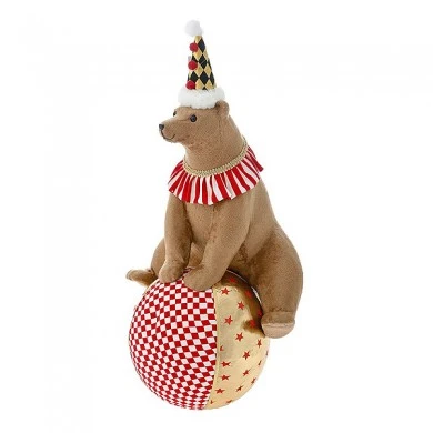BROWN CIRCUS BEAR BALANCING ON A BALL 36X35X58CM