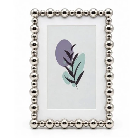 SILVER METAL PHOTO FRAME WITH PEARLS 17X12CM