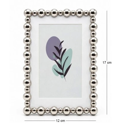 SILVER METAL PHOTO FRAME WITH PEARLS 17X12CM