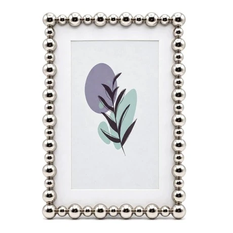 SILVER METAL PHOTO FRAME WITH PEARLS 20X15CM