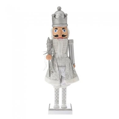SILVER NUTCRACKER HOLDING A SCEPTER 110CM